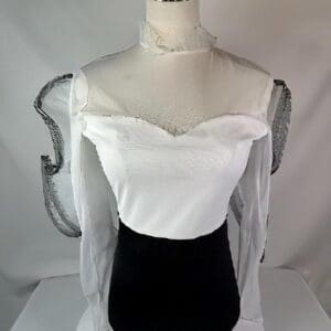Kelle Dance Dress White and Black (Adult Small, New) - front