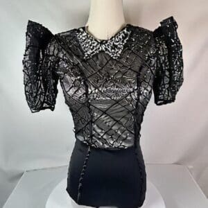 Weissman Dance Costume Black and Gray with Crystal Neckline (Adult Small, gently used) - front