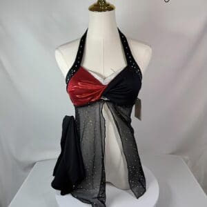 The Line Up Dance Dress, Black and Deep Red ( New Child size 14) - front