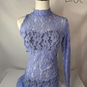 New Adult Medium Dance Costume – Gray-Taupe with Purple Accents - front
