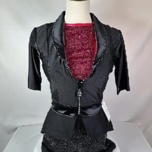✨ Product Listing: Satin Stitches Adult Medium Black & Burgundy Jazz / Musical Theatre... - front