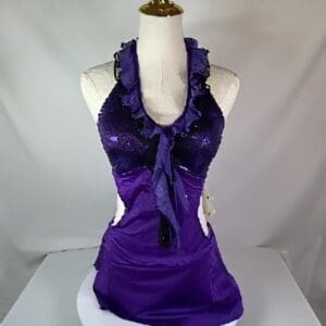 ✨ Product Listing: The Line Up Adult Small Purple Halter Dance Dress – Gently Used - front