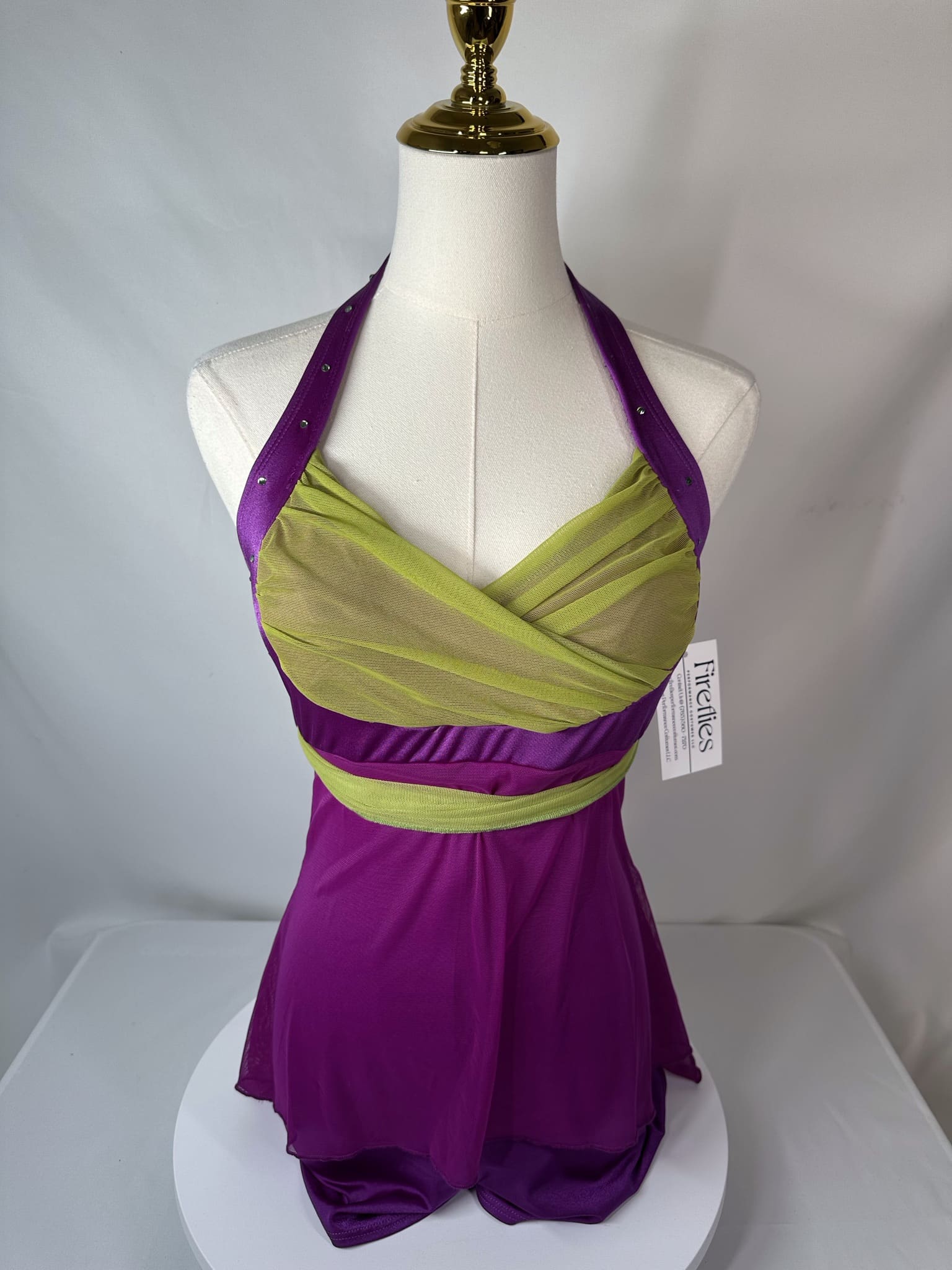 ✨ Product Listing: The Line Up Adult Small Lime & Magenta Lyrical Dance Dress – Gently... - front