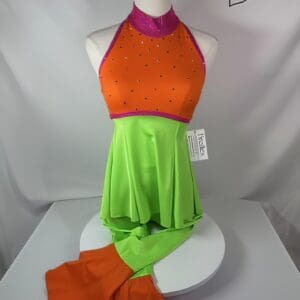 ✨ Product Listing: The Line Up Child Size 12 Neon Color-Block Dance Dress – Gently Used - front