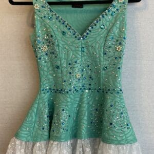 ✨ Product Description: Solar Adult Small Seafoam Rhinestone & Pearl Dance Dress with La... - front