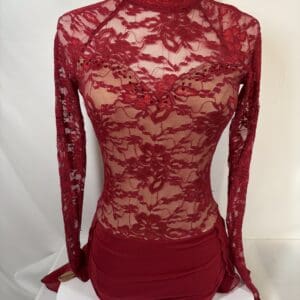 ✨ Product Description: The Line Up Adult XS Red Lace Long Sleeve Lyrical/Contemporary D... - front