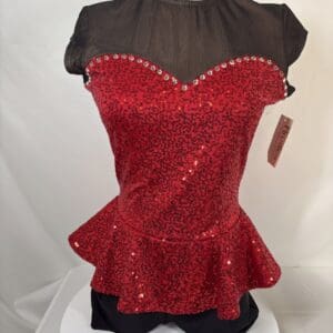 ✨Product description (New) — Brown and Red Satin Stitches Dance Costume | Adult Medium... - front