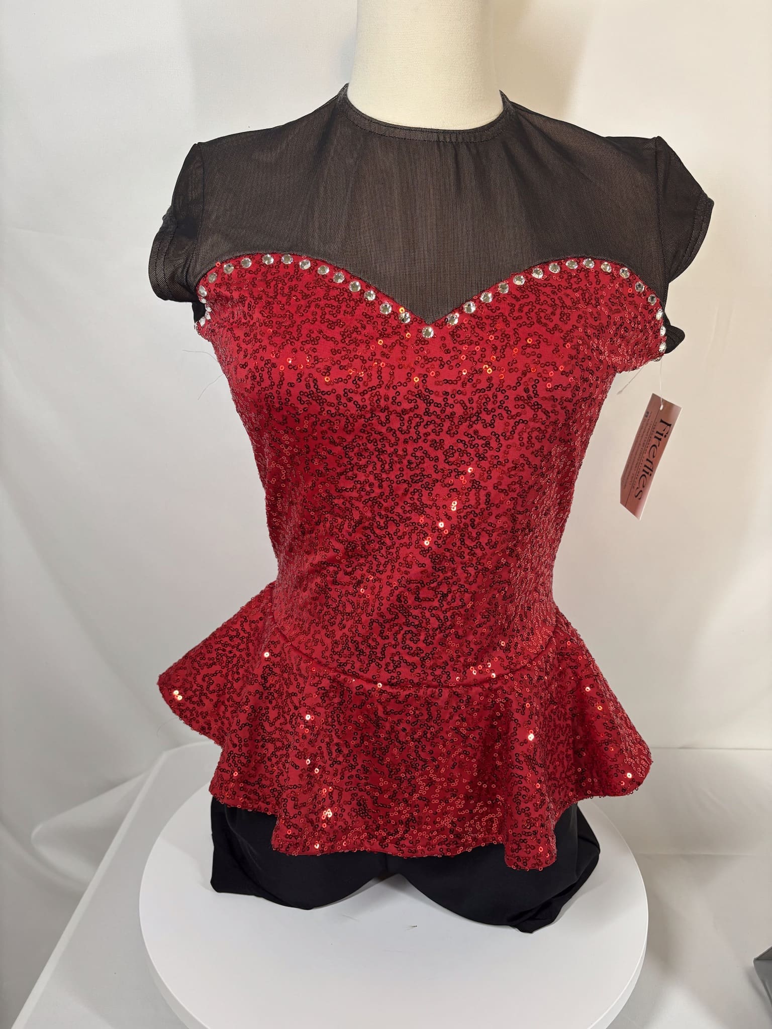 ✨Product description (New) — Brown and Red Satin Stitches Dance Costume | Adult Medium... - front