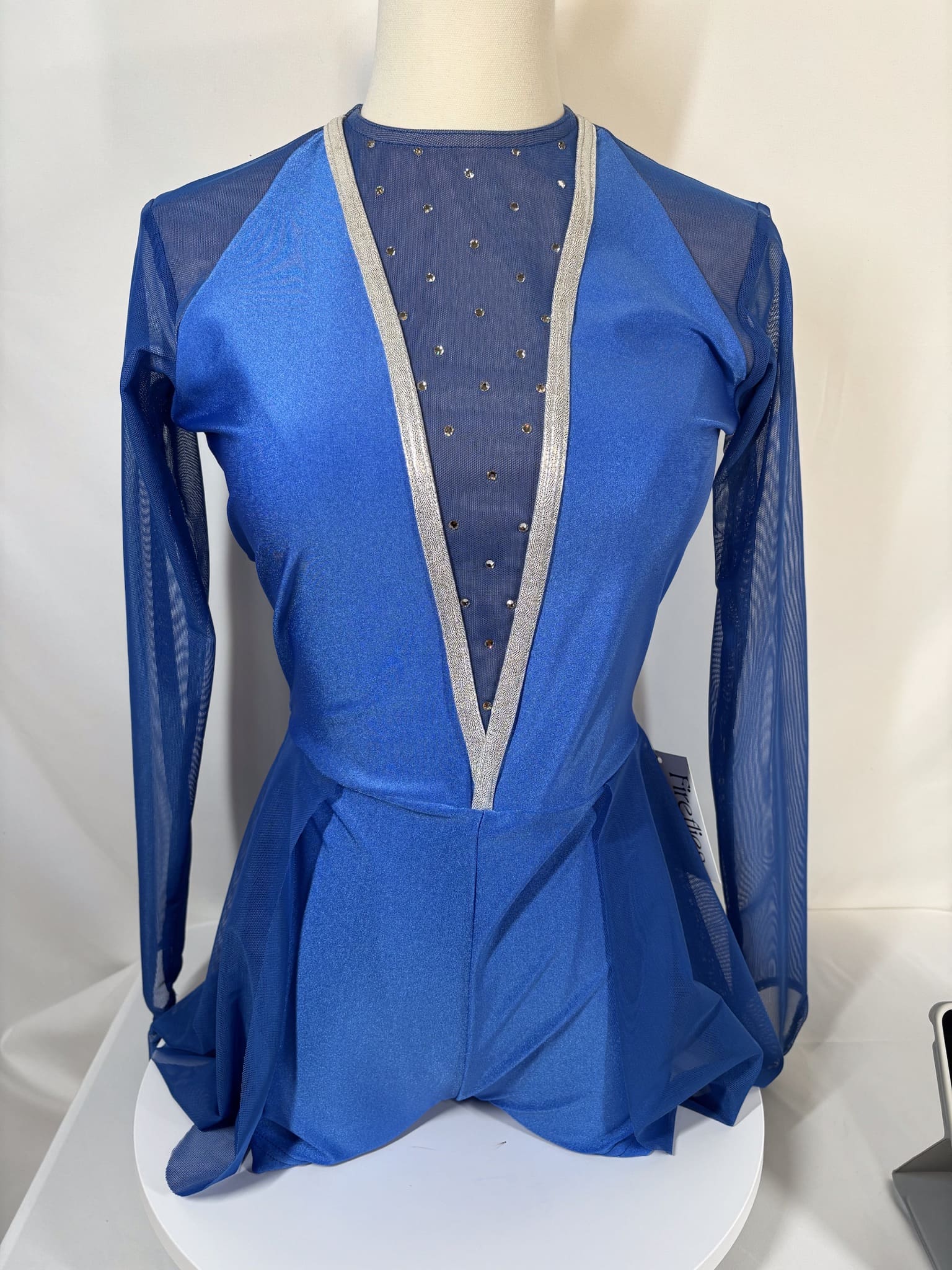 ✨Product description: Satin Stitches Blue Dance Costume / Dress with Biketard (Adult Me... - front