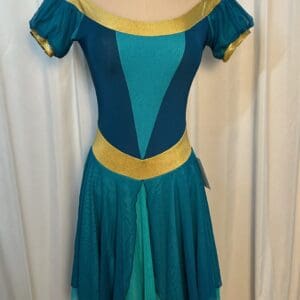 Teal And Gold Lyrical Figure Skating Dress