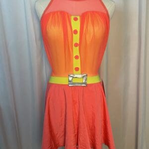 Coral Orange Neon Character Figure Skating Dress