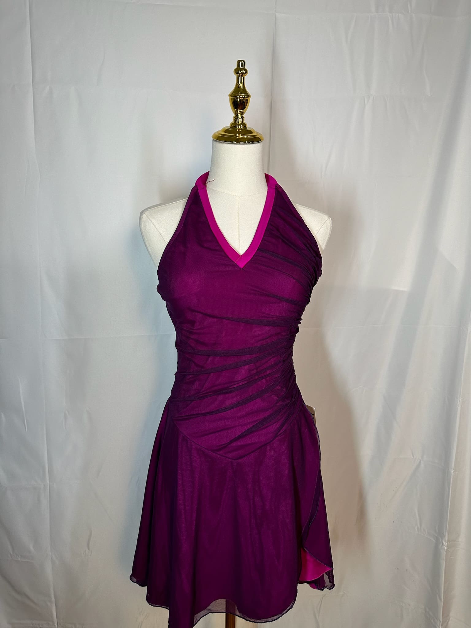 Freida B Magenta Halter Skating Dress