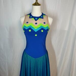 Del Arbour Blue Neon Illusion Skating Dress