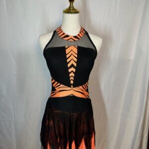 Del Arbour Black Orange Zebra Skating Dress