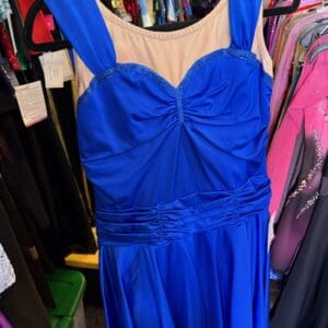 Royal Blue Ruched Sweetheart Figure Skating Dress - front