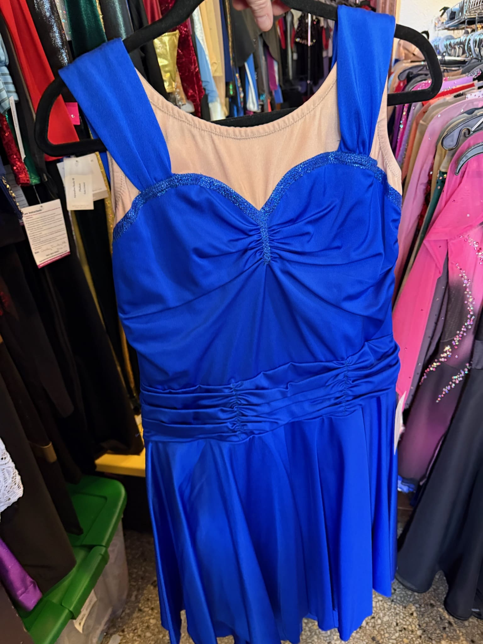 Royal Blue Ruched Sweetheart Figure Skating Dress - front