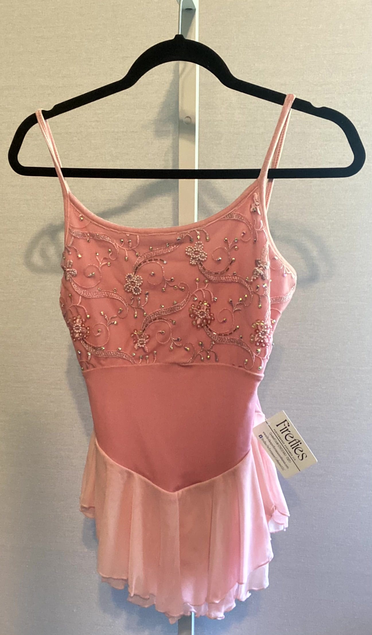 Elegant Blush Embellished Skating Dress - Adult XS - front
