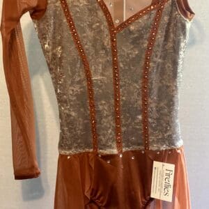 Adult Small Copper Velvet Dress With Rhinestones Performance Costume - front