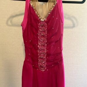 Child 12-14/ADULT XXS Del Arbour Hot Pink Figure Skating Dress - Gently Used - front