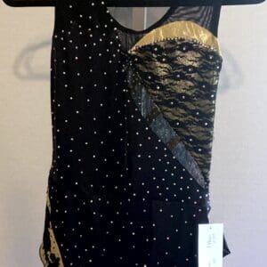 Adult Small/medium Figure Skating Dress - Black & Gold Rhinestone Design, New - front