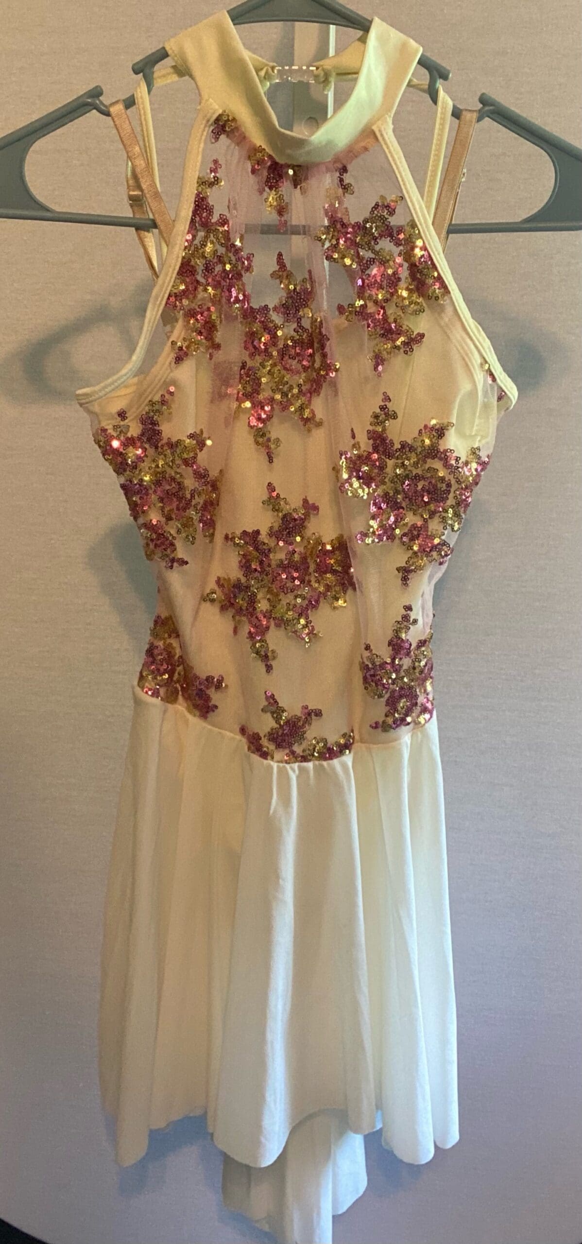Curtain Call Costumes Ivory & Rose Sequin Mesh Figure Skating Dress - Adult - front