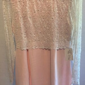 Soft Blush Lace Figure Skating Dress With Rhinestones - Adult Extra Large (new) - front