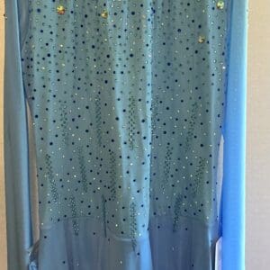 Sky Blue Rhinestone Figure Skating Dress With Open Back - Adult 2XL (new) - front