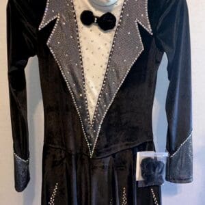 Gently Used Adult Small Figure Skating Dress - Black & White Tuxedo Style With - front