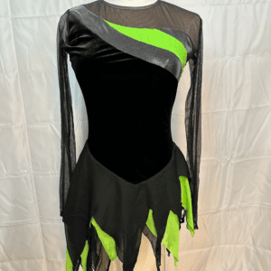 Del Arbour Black Neon Green Velvet Skating Dress
