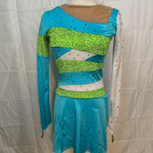 The Line Up Aqua Lime Rhinestone Skating Dress