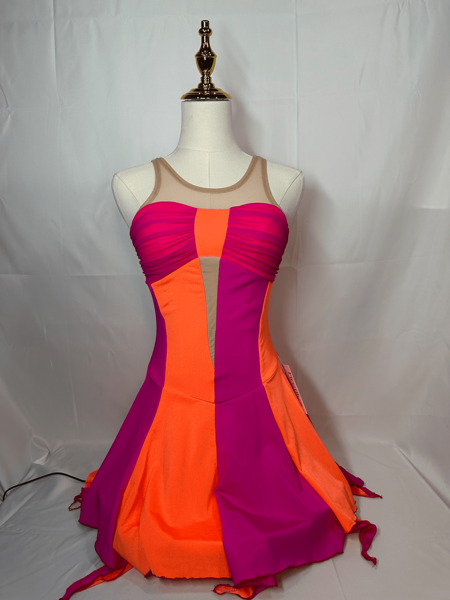 Del Arbour Pink Orange Colorblock Skating Dress