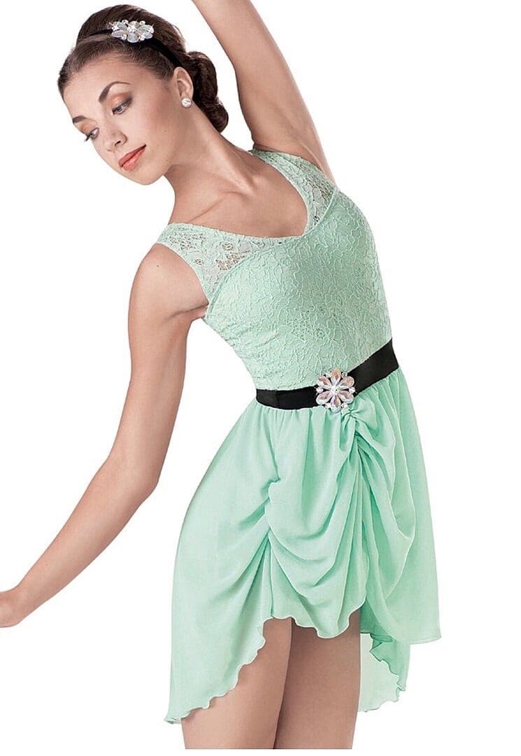 Weissman Mint Lace and Chiffon Figure Skating Dress