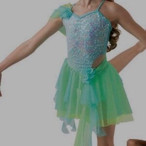 front view of Aqua Green Forevermore Mermaid Skating Dress