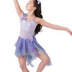 front view of Pastel Purple Fairy Lyrical Skating Dress