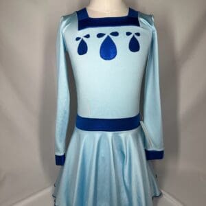front view of Light Blue Royal Blue Teardrop Figure Skating Dress