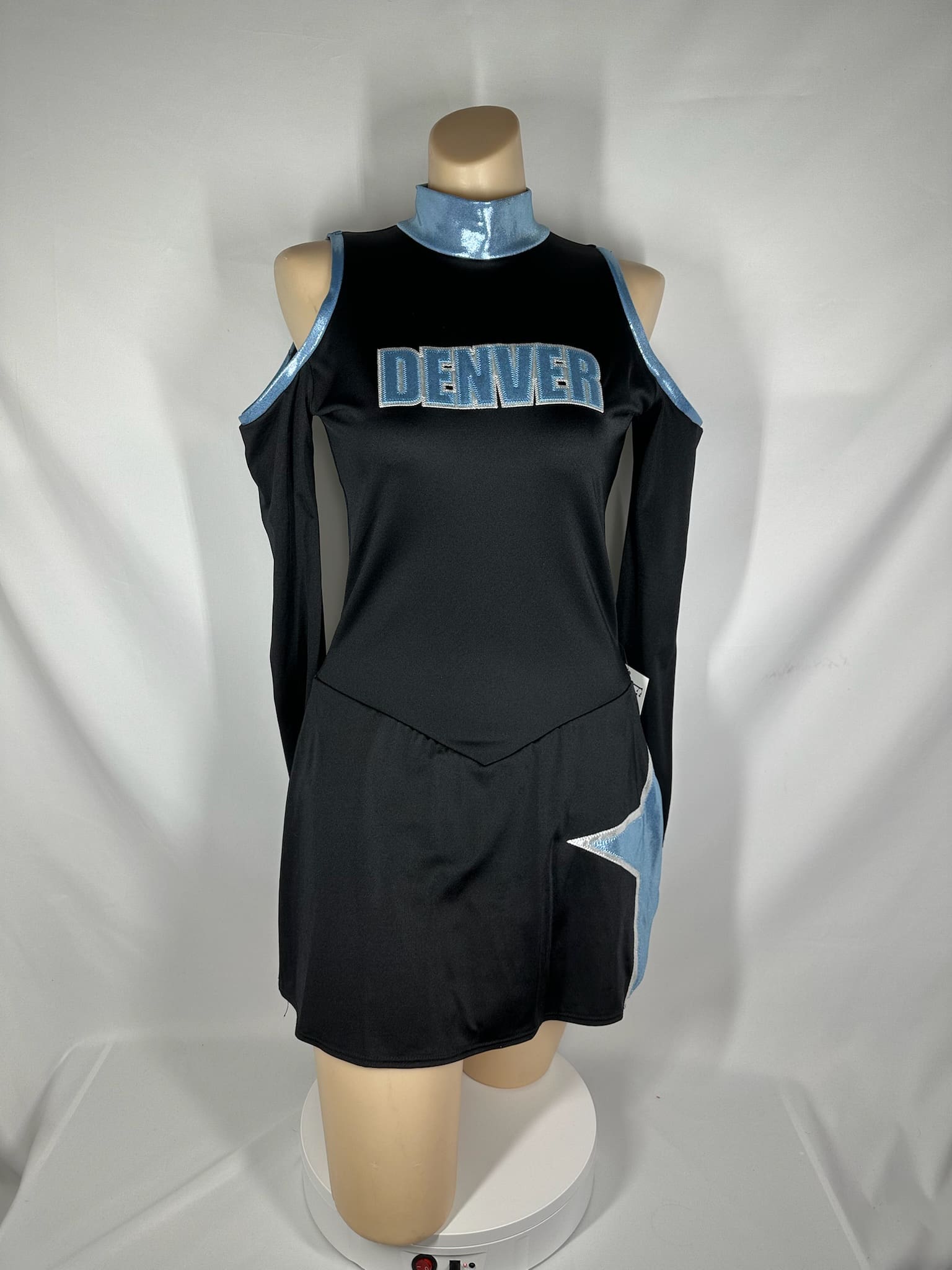 front view of Black Denver Athletic Star Skating Dress