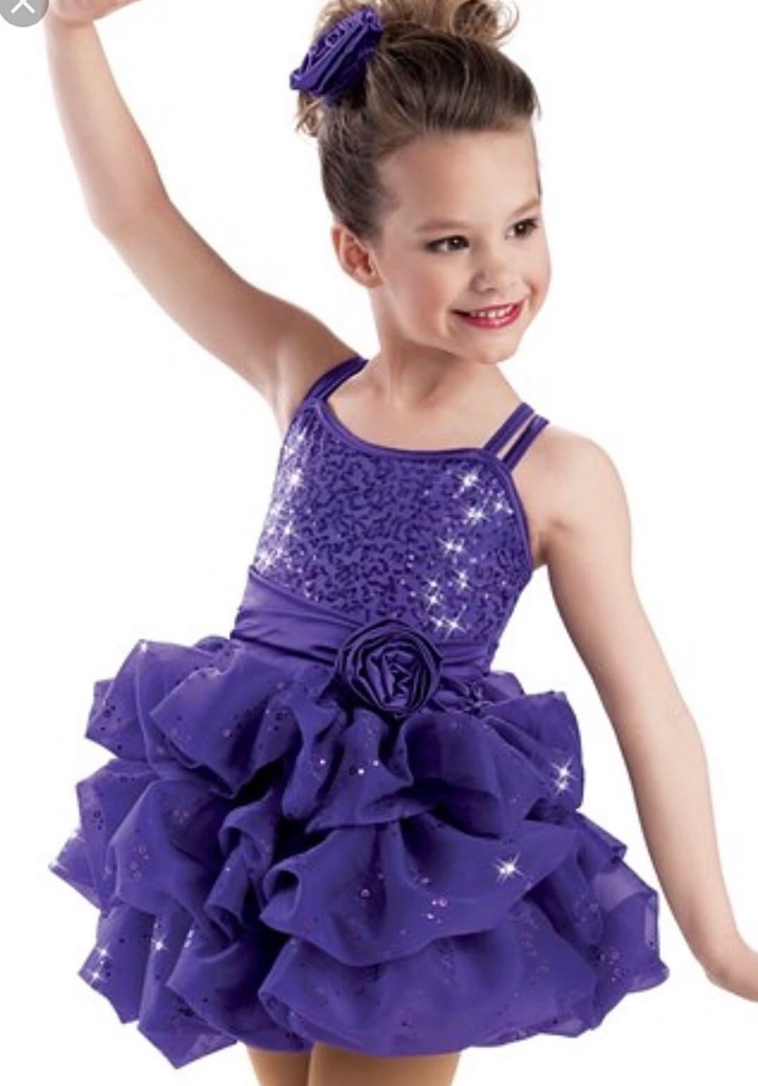 front view of Purple Rosette Tutu Performance Dress