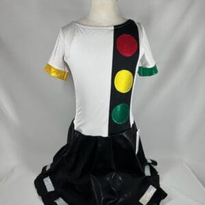 front view of Traffic Light Themed Black White Skating Dress